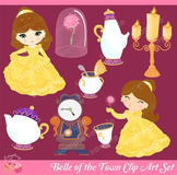 Princess Belle of the town Beauty and the Beast Clip Art Set