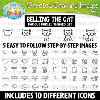 Preview of Belling the Cat Storybook Directed Drawing Images Clipart Set