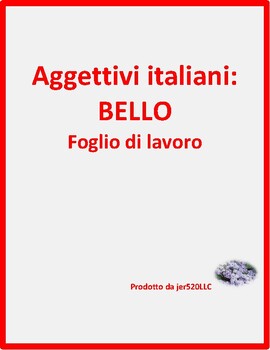 Preview of Bello Aggettivo (Italian Adjective) Worksheet