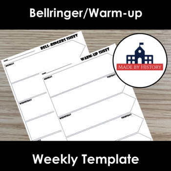 Preview of Free Bell ringer and Warm up Template Worksheet