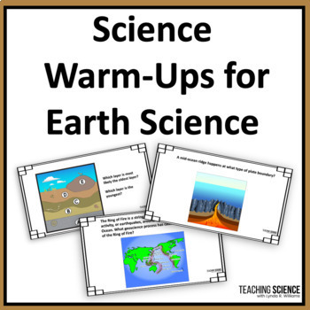Preview of Science Bell Ringers and Science Warm Ups and Earth Science Starters For Review