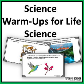 Preview of Science Bell Ringers & Science Warm Ups for Life Science Middle School No Prep