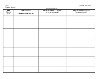Bellwork Graphic Organizer by Kelly Griffith | TPT