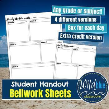 Preview of Bellwork Handout Sheets |  Bellringers | First Week