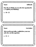 Bellwork and exit ticket sets for one step equations