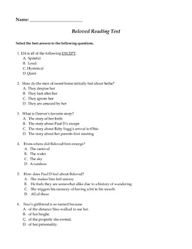 Beloved Toni Morrison Quiz And Test Pack Multiple Choice Easy Grading