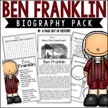 Preview of Ben Franklin Biography Unit Pack Research Project Famous Inventors