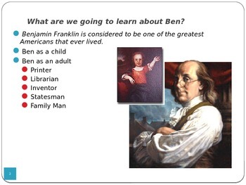 Preview of Ben Franklin PowerPoint - Part of Unit on Inventors - LOTS of Info!