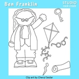 Ben Franklin line drawings clip art C. Seslar