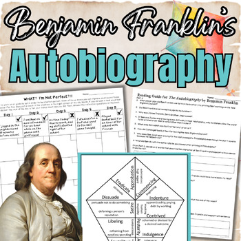 Preview of Ben Franklin's Autobiography Excerpts: Reading Guide, Vocab Puzzle, Quiz, MORE!