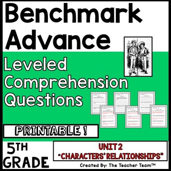 Preview of Benchmark Advance 5th Grade Unit 2 Leveled Comprehension Questions | Printable
