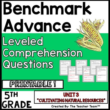 Preview of Benchmark Advance 5th Grade Unit 3 Leveled Comprehension Questions | Printable