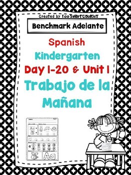 Preview of Benchmark Adelante Kinder Morning Work Day 1-20, U1 (Google Slides & Printable)