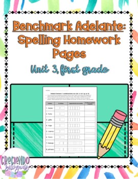 Preview of Benchmark Adelante, Spelling Homework Unit 3, First Grade