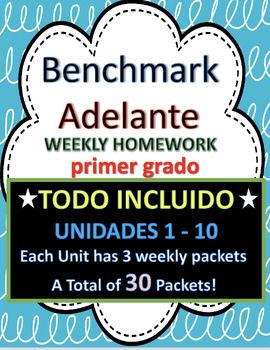 Preview of Benchmark Adelante TODO INCLUIDO BUNDLE Units Homework Packets Units 1-10