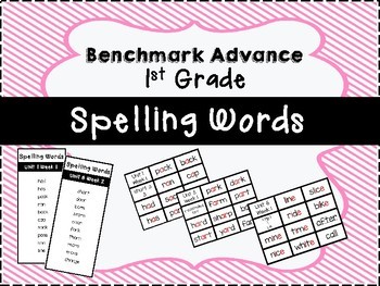 Preview of Benchmark Advance 1st Grade Spelling Word Lists and Flash Cards