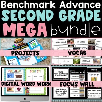 Preview of Benchmark Advance 2nd Grade Bundle | Focus Wall Google Slides Projects CA Ed.