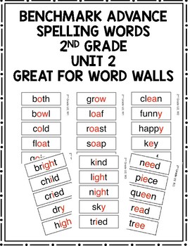Benchmark Advance 2nd Grade Spelling Words Unit 2 by Lisa Bennett