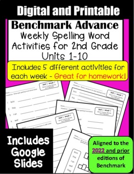 Preview of Benchmark Advance 2nd Grade Spelling w/Google Slides™ (CA, National, Florida)