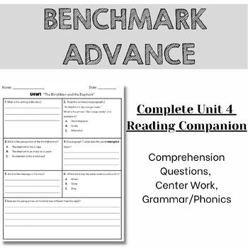 Preview of Benchmark Advance 2nd Grade Unit 4 Comprehension Worksheets - Florida