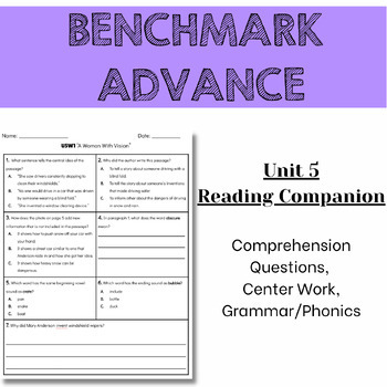 Preview of Benchmark Advance 2nd Grade Unit 5 Comprehension Worksheets - Florida