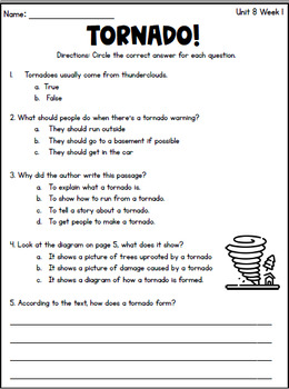 Benchmark Advance 2nd Grade Unit 8 Comprehension Tests by Jennifer Custer