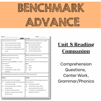 Preview of Benchmark Advance 2nd Grade Unit 8 Comprehension Worksheets - Florida