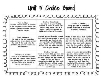 Preview of Benchmark Advance 3rd Grade Choice Board