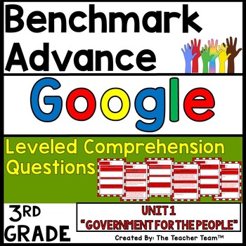 Preview of Benchmark Advance 3rd Grade Unit 1 Comprehension Questions | Google Slides