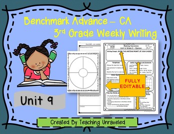 Preview of Benchmark Advance 3rd Grade Unit 9 Weekly Writing EDITABLE Resources