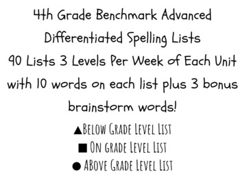 Preview of Benchmark Advance 4th Grade Differentiated Spelling Bundle