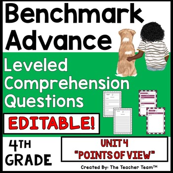Preview of Benchmark Advance 4th Grade EDITABLE Leveled Comprehension Questions Unit 4