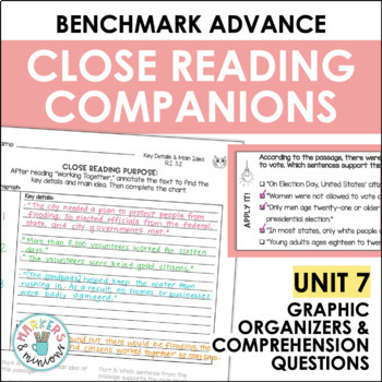 Preview of Benchmark Advance Close Reading Companions (Fifth Grade, Unit 7)