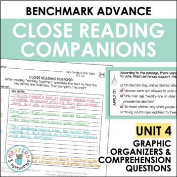 Preview of Benchmark Advance Close Reading Companions (Fourth Grade, Unit 4)