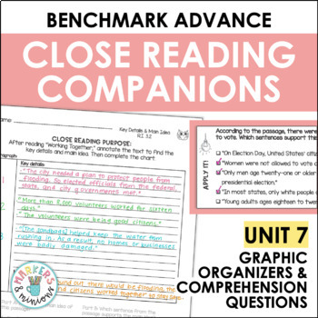 Preview of Benchmark Advance Close Reading Companions (Fourth Grade, Unit 7)