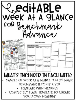 Preview of Benchmark Advance - Editable Week at Glance Template