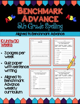 Preview of Benchmark Advance Fifth Grade Spelling Activities - Units 1-10