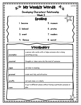 benchmark advance fifth grade weekly word lists with vocab