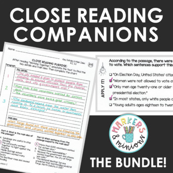 Preview of Benchmark Advance Fifth Grade Close Reading Companions BUNDLE! (Units 1-10)