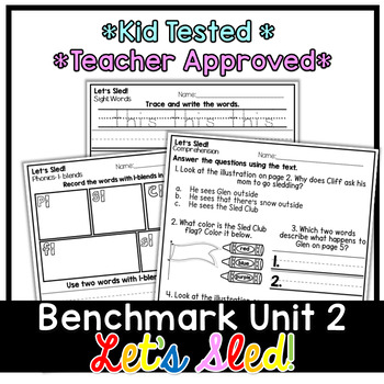 Preview of Benchmark Advance First Grade Decodable Reader | Let's Sled! | Unit 2