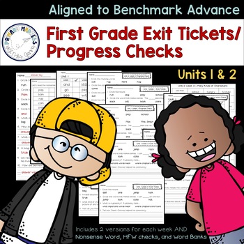 Preview of Benchmark Advance - First Grade Exit Tickets and Progress Checks Units 1 & 2