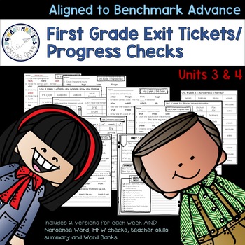 Preview of Benchmark Advance - First Grade Exit Tickets and Progress Checks Units 3 & 4