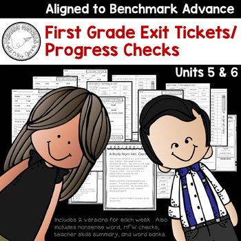 Preview of Benchmark Advance - First Grade Exit Tickets and Progress Checks Units 5 & 6
