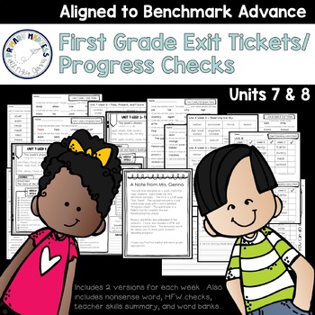 Preview of Benchmark Advance - First Grade Exit Tickets and Progress Checks Units 7 & 8