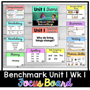 Preview of Benchmark Advance First Grade Focus Board | Unit 1 Week 1