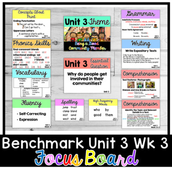 Preview of Benchmark Advance First Grade Focus Board | Unit 3 Week 3