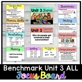 Preview of Benchmark Advance First Grade Focus Board | Unit 3 Weeks 1, 2, and 3