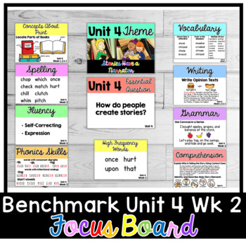 Preview of Benchmark Advance First Grade Focus Board | Unit 4 Week 2