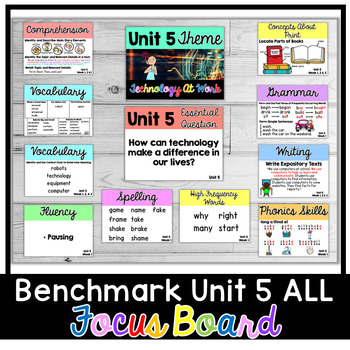 Preview of Benchmark Advance First Grade Focus Board | Unit 5 Weeks 1, 2, & 3