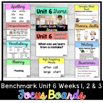 Preview of Benchmark Advance First Grade Focus Boards| Unit 6: Weeks 1, 2, & 3